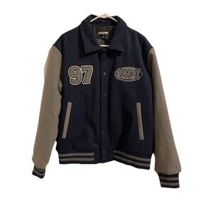 Only NY Mens Wool Blend Jacket Size Medium M Varsity Style Blue Gray New